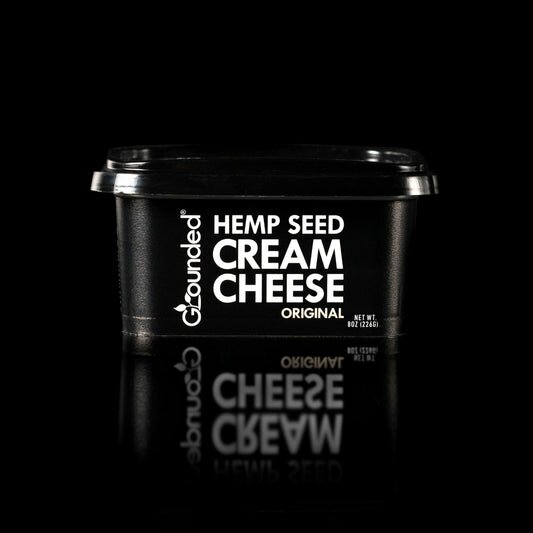 Grounded Hemp Seed Original Cream Cheese | 100% Plant Based | Nut Free | Soy Free | Keto | Lactose Free cheese. All natural, sustainable vegan cheese made from hemp. Dairy free alternative to cream cheese. Use in sweet or savory cream cheese recipes.