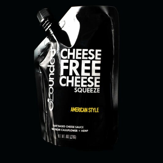 Grounded CHEESE FREE CHEESE SQUEEZE | 100% Plant Based | Nut Free | Soy Free | Keto | Lactose Free cheese. All natural, sustainable vegan cheese made from hemp. Dairy free, healthy alternative to Kraft Mac + Cheese, American Cheese and Velveeta. 