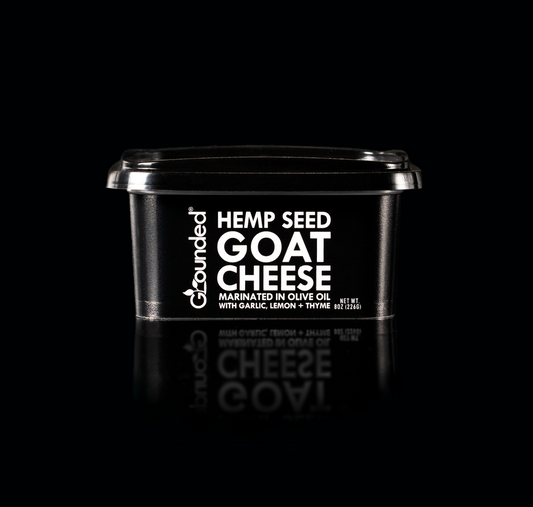 Grounded Hemp Seed Goat Cheese | 100% Plant Based | Nut Free | Soy Free | Keto | Lactose Free cheese. All natural, sustainable vegan cheese made from hemp. Dairy free alternative to goat cheese and feta cheese.
