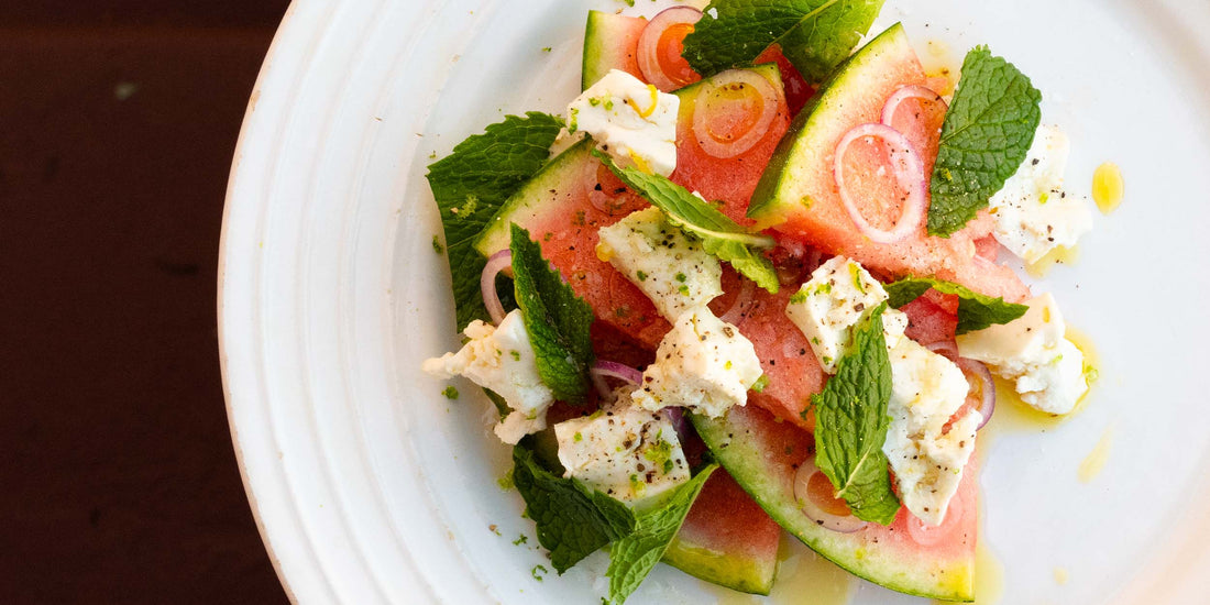 WATERMELON, GOAT CHEESE + MINT SALAD